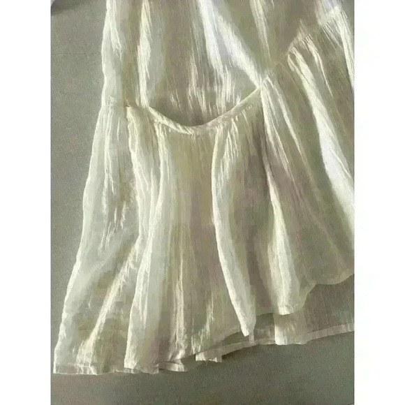 Free People Sz S Sun Moon Tunic Dress Ivory Mini Ruffle Embroidery Prairie Fairy - Picture 10 of 15